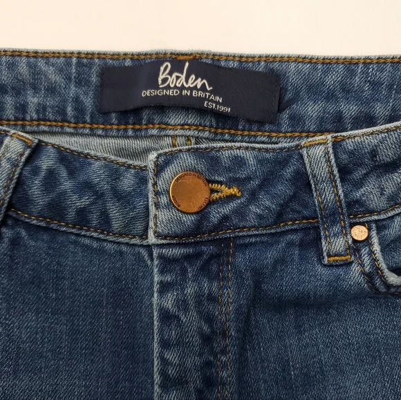 Boden The York  Cropped Blue Jeans Wide Leg High Waist Side Stripe Size 8? - Picture 8 of 11